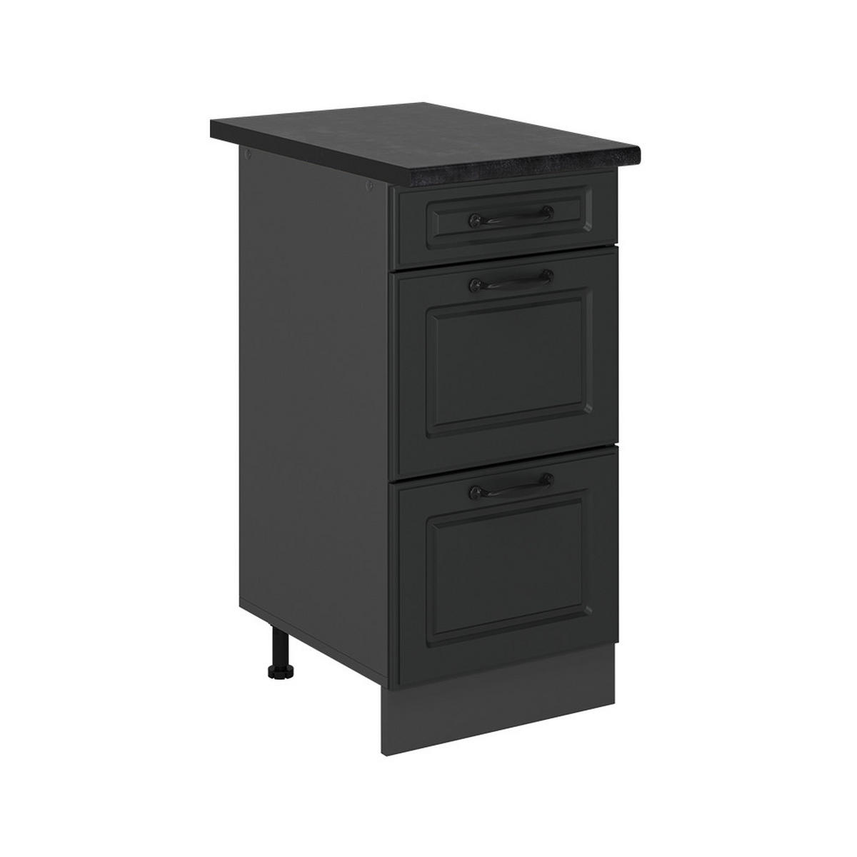 KÜCHENUNTERSCHRANK R-Line Anthrazit Landhaus 40 cm mit Schubladen, AP Anthrazit - Anthrazit, Holzwerkstoff (40/81.6/60cm) - Vicco