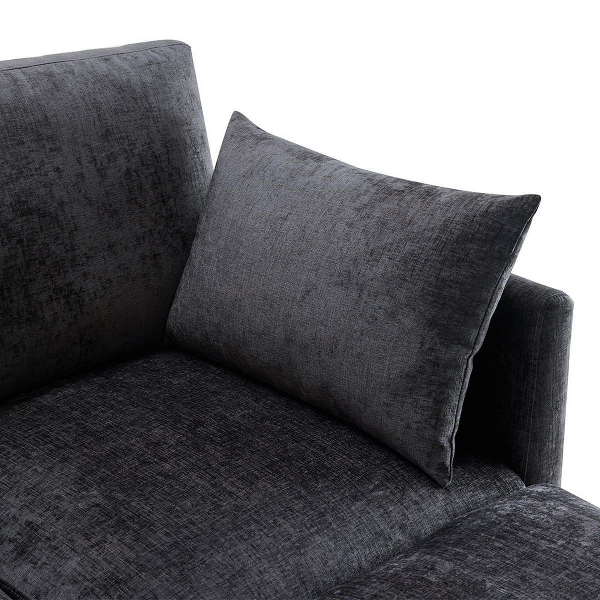 ECKSOFA in Grau Chenille-Stoff， L-förmiges - Grau, Kunststoff/Textil (161/216cm) - KOMHTOM