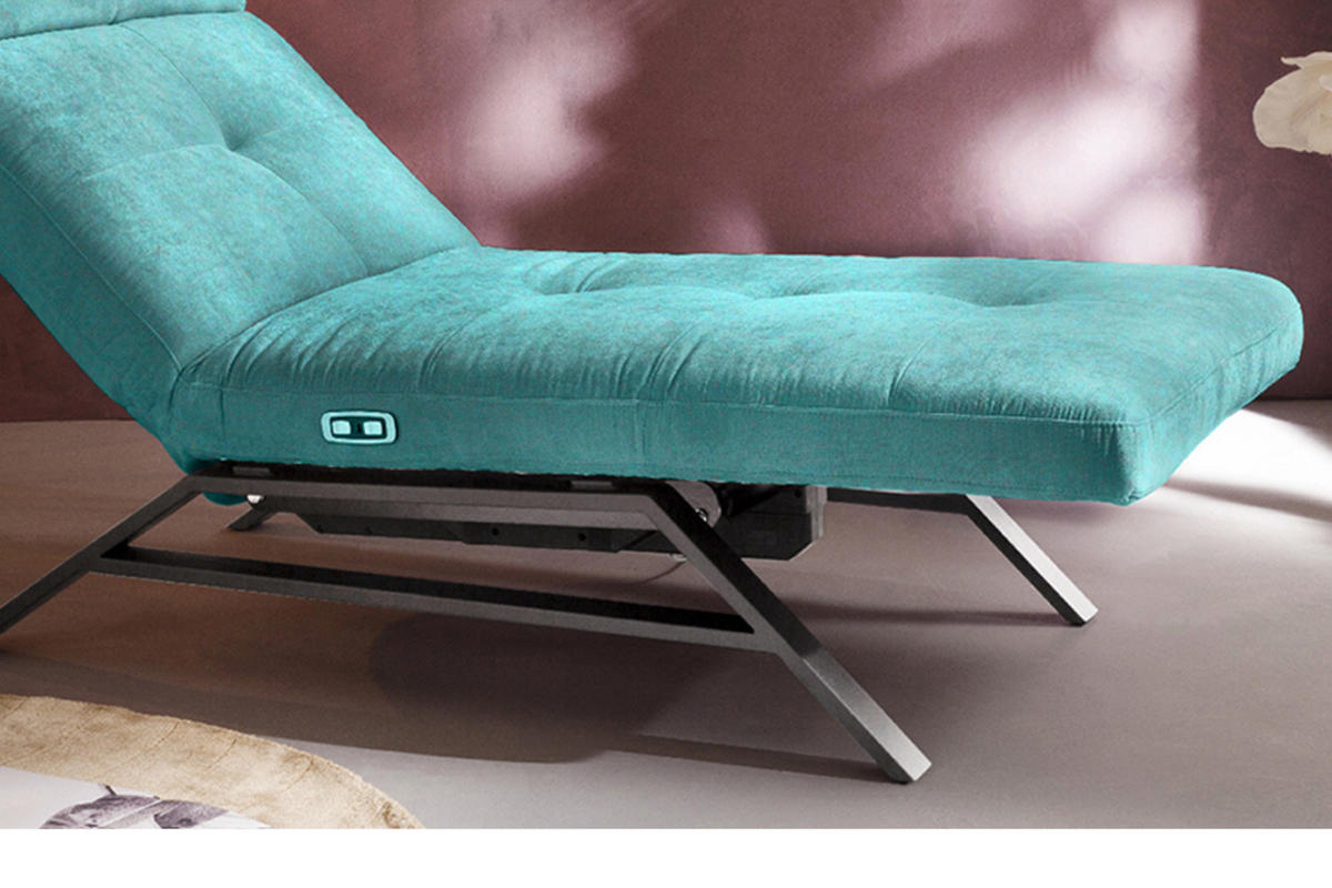 LIEGE MIT MOTORISCHER RELAXFUNKTION AMERIVA Smaragdgrün Velvet Relaxfunktion - Smaragdgrün/Silberfarben, Textil (80/110/158cm) - KAWOLA