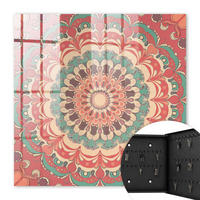 SCHLÜSSELBOX Schwarz 30x30 cm- Türöffnung nach rechts - Buntes Mandala - Orange, Metall (30/30/5cm) - TULUP