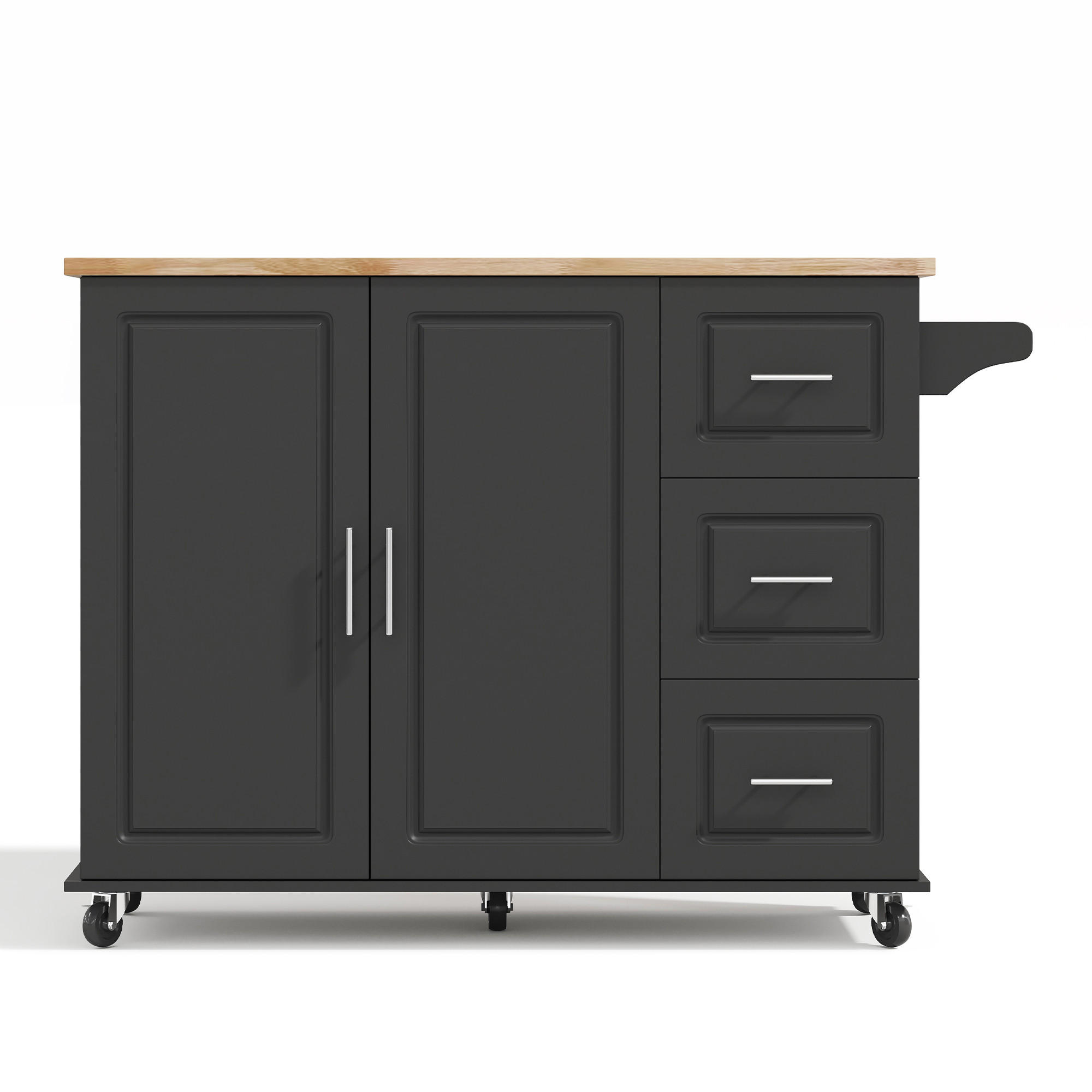 KÜCHENINSEL 137/43/92 cm Schwarz mit 3 Schubladen und klappbare Arbeitsplatte - Schwarz, Holz/Holzwerkstoff (43/92/137cm) - Oxeza