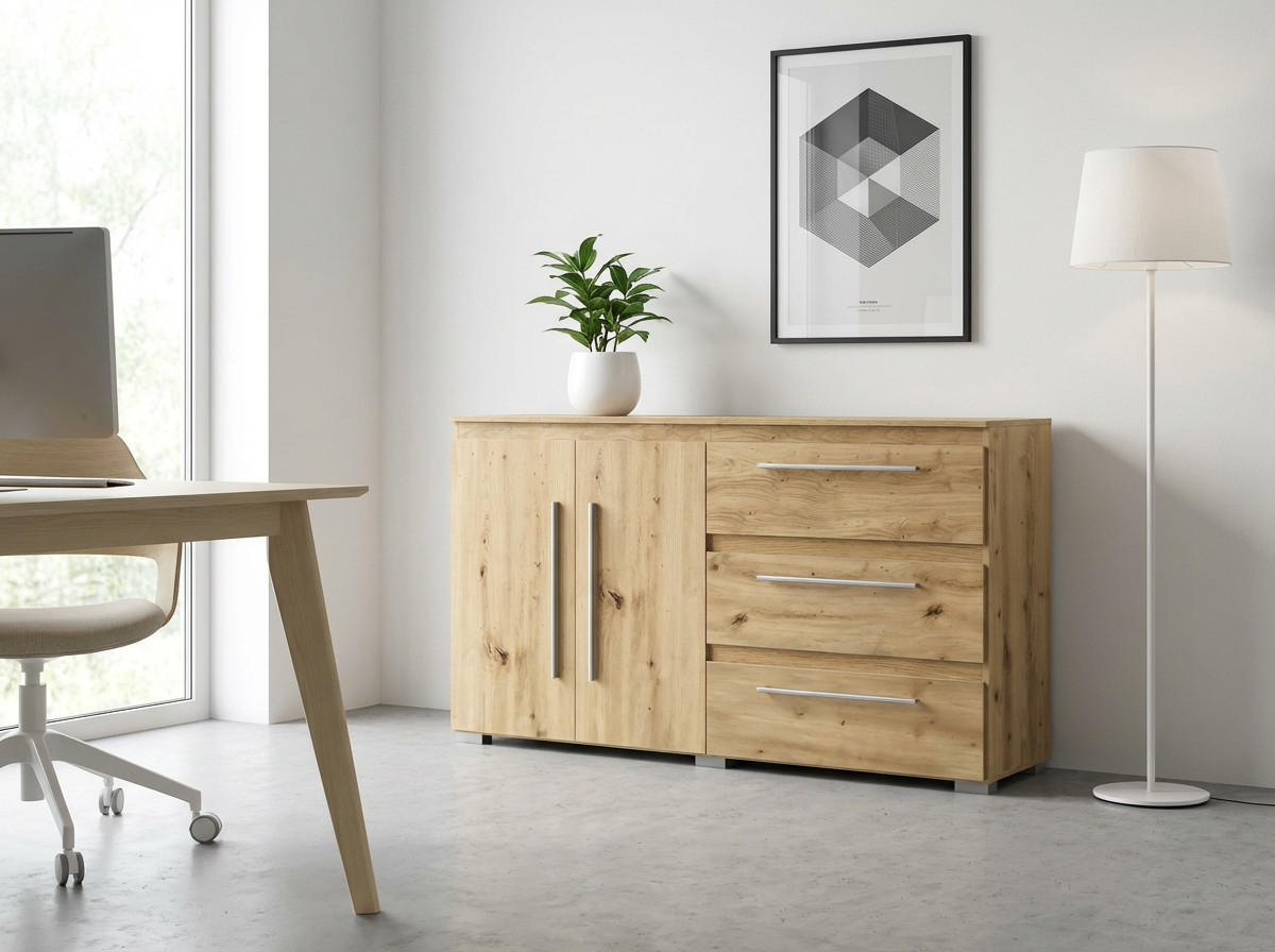 SIDEBOARD Bali Kommode Artisan Oak - Silberfarben/Eiche Artisan, Holzwerkstoff/Kunststoff (169/92/50cm) - arthur berndt