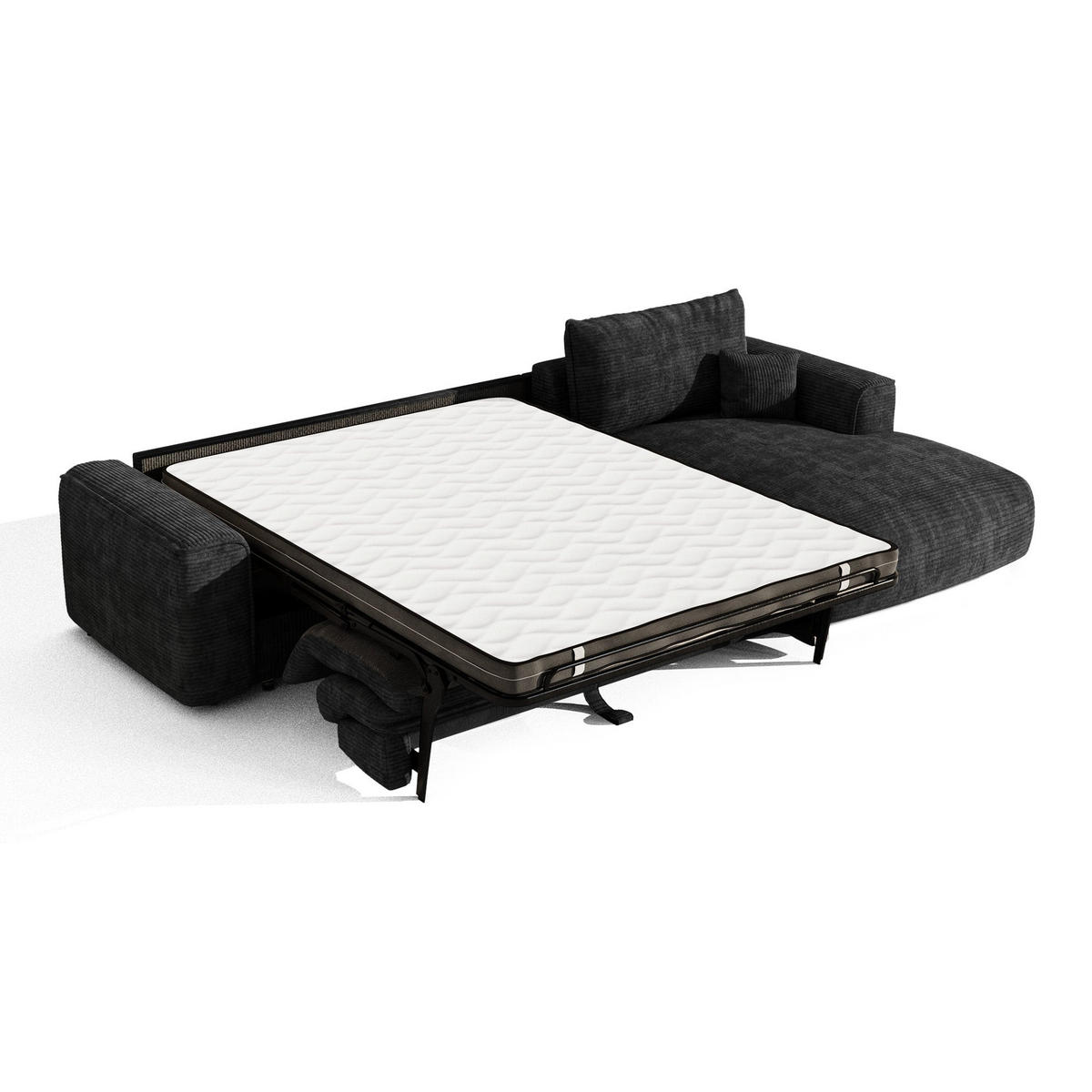 ECKSOFA rechtwinklig COMO Cord Schwarz 300cm - Schwarz, Textil (300/165cm) - Premium Interiors
