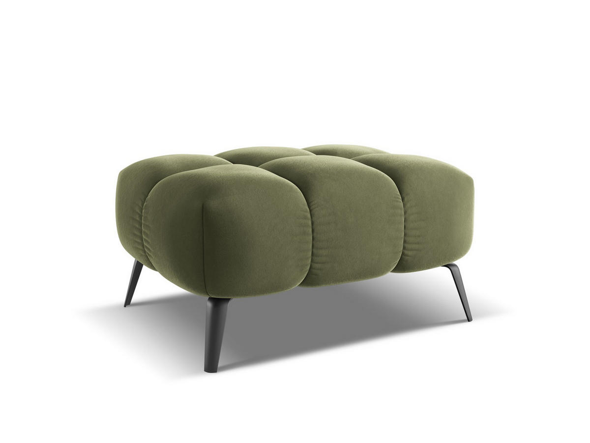 POUF Samt Stoff Grün - Schwarz/Olivgrün, Textil/Metall (78/41/60cm) - Makamii