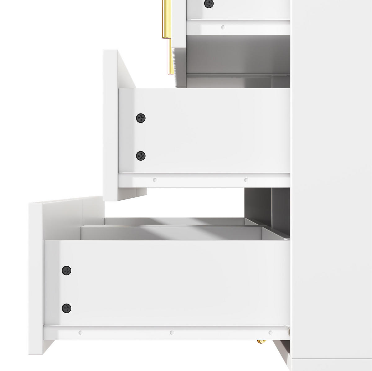 KOMMODE aus Spanplatte 120x77x40cm in Weiß mit 6 Schubladen - Weiß, Holzwerkstoff (120/77/40cm) - Modfu