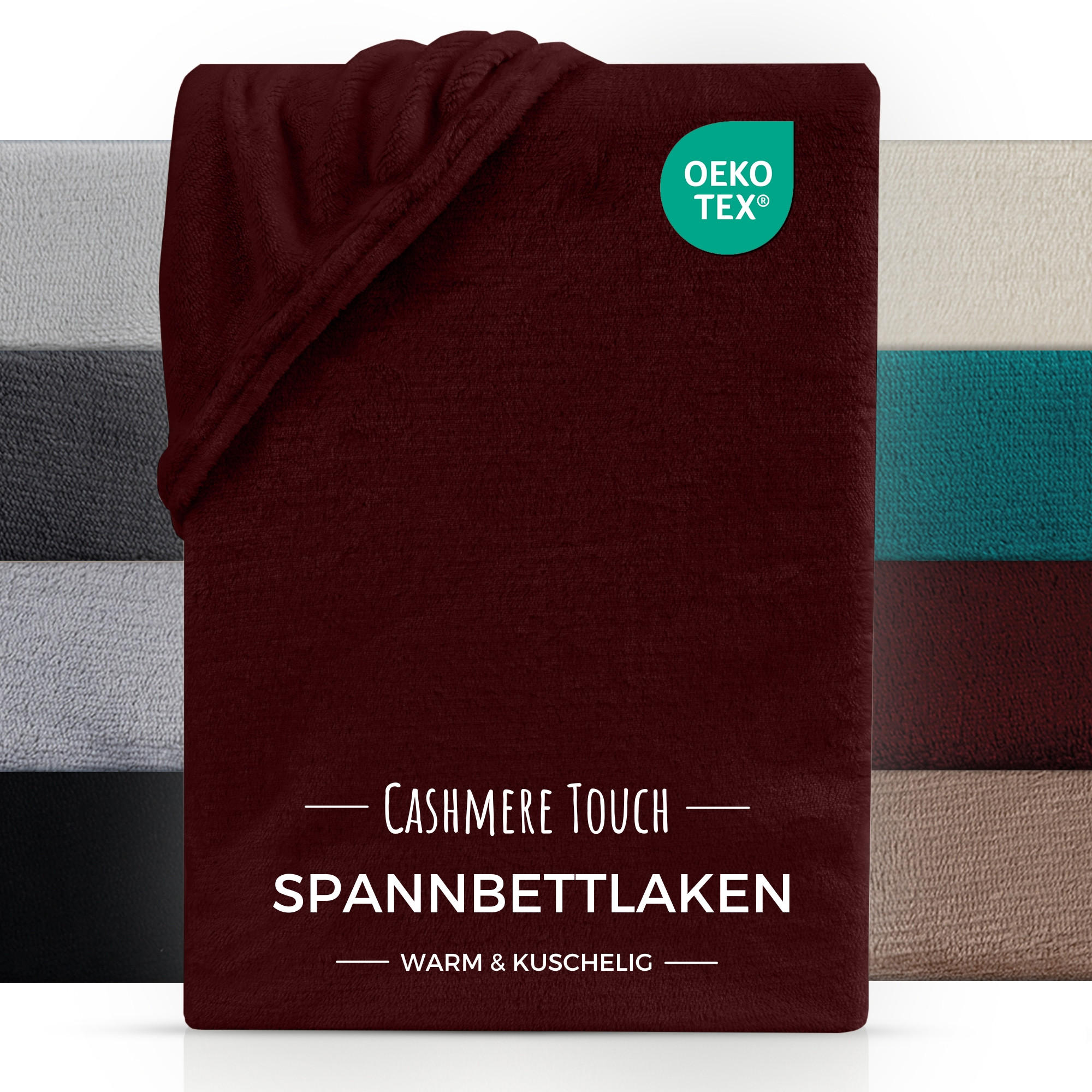 CASHMERE-TOUCH-SPANNBETTLAKEN 140x200 cm, Warmes Winter Bettlaken Bordeaux - Bordeaux, Textil (140/200cm) - Carpe Sonno