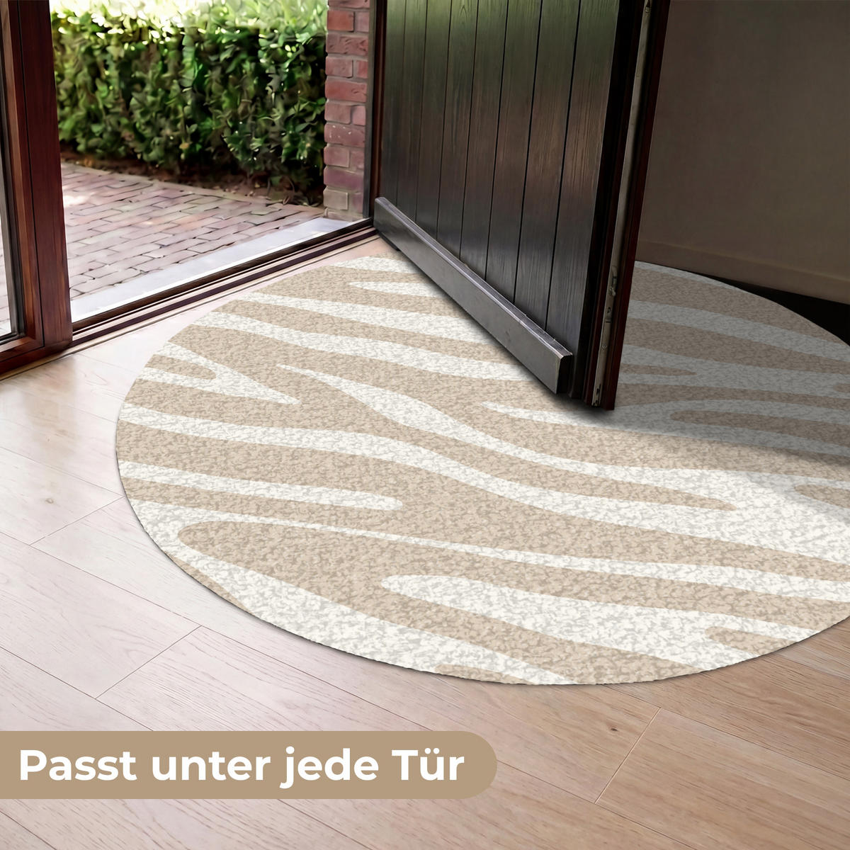 FUSSMATTE Zebramuster - Beige - Weiß - Tiermuster Schmutzfänger 120x120 cm - Beige, Kunststoff (120/120cm) - MuchoWow