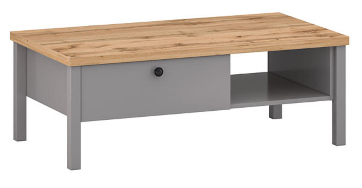 COUCHTISCH Melini schiefergrau / Eiche Delano hell 110 / 60 / 40 cm - Grau, Holz/Holzwerkstoff (60/110/40cm) - Feldmann-Wohnen