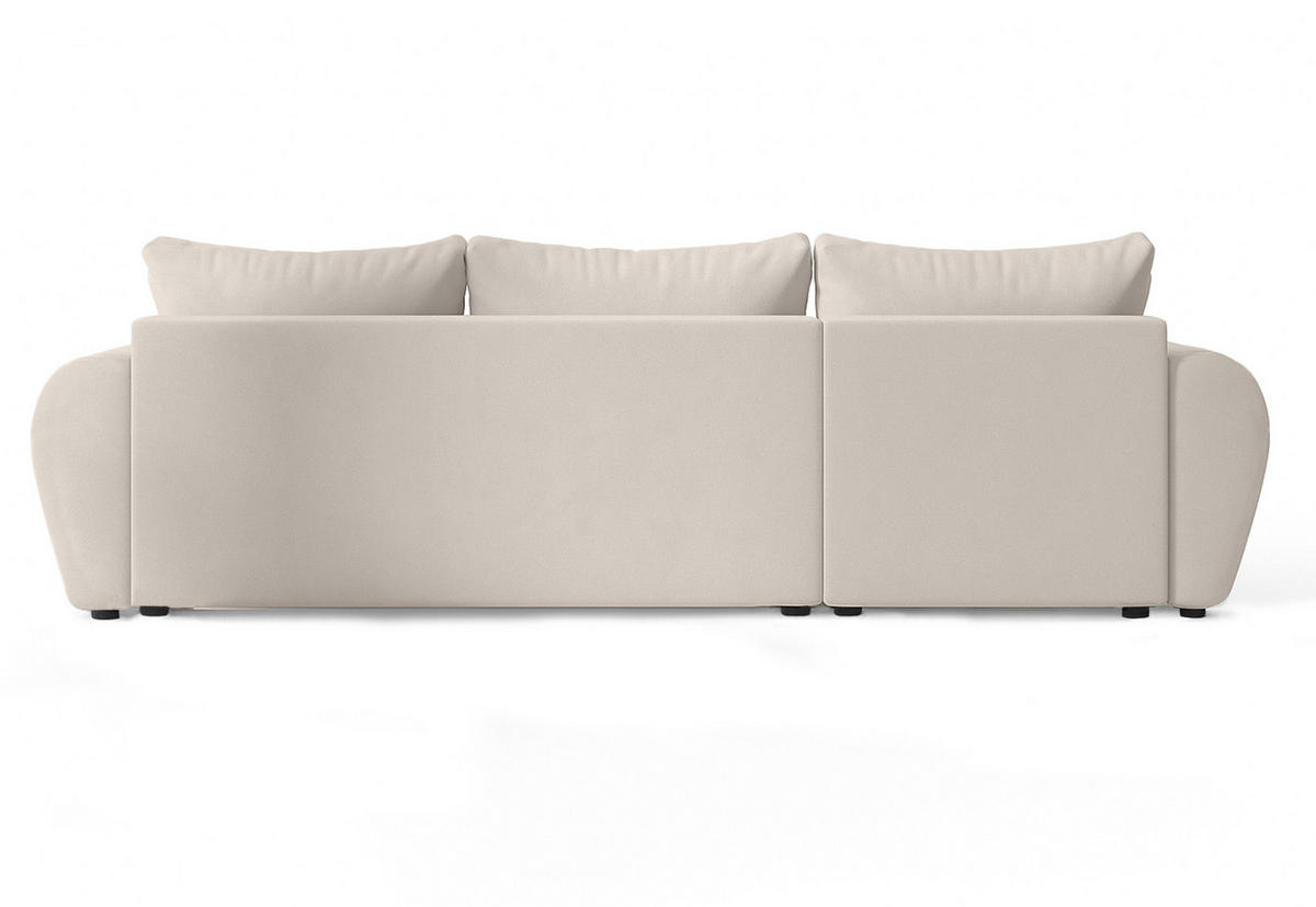 ECKSOFA L Form Malatya Beige 246/145/80 cm stilvolle mit Schlaffunktion L - Beige/Schwarz, Kunststoff/Textil (145/246cm) - AX Living