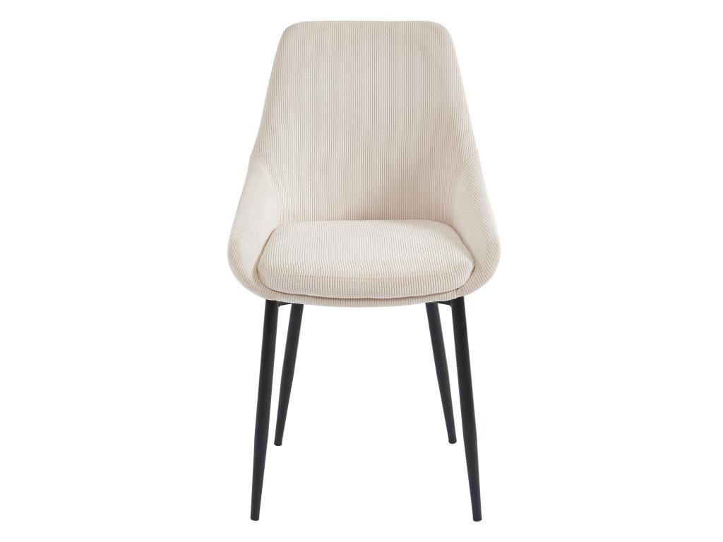 STUHL 2er-Set - Cord & Metall - Cremefarben - MASURIE - Creme, Textil (56/85.5/49cm) - Vente-Unique