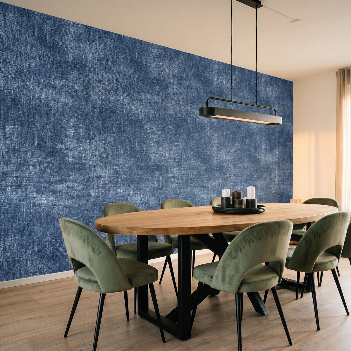 TAPETE - Leinen - Textur - Muster - Denim - Rustikal - 350x200 cm - Blau, Papier (350/200cm) - OnlyWow
