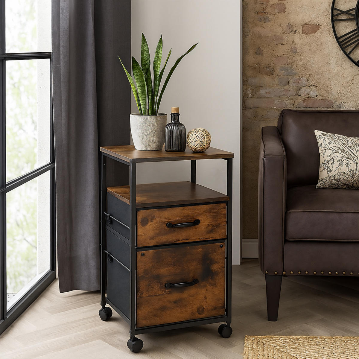 ROLLCONTAINER - Multicolor, Holzwerkstoff/Textil (40/68/40cm) - Relaxdays