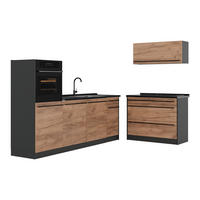 KÜCHENZEILE R-Line, Goldkraft Eiche/Anthrazit, 220 cm Arbeitsplatte Anthrazit - Honigeiche/Anthrazit, Holzwerkstoff (220/143/60cm) - Vicco