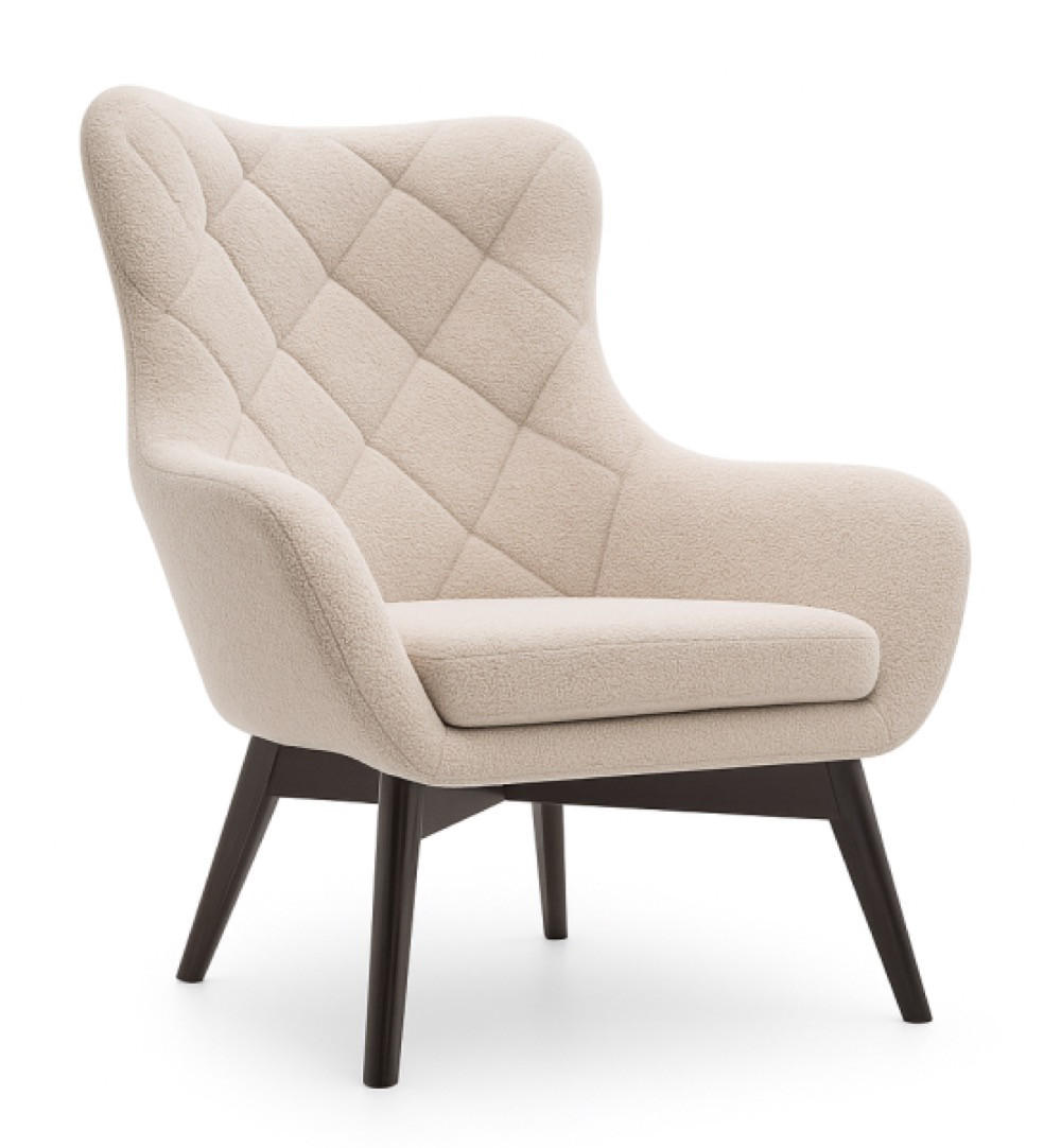 SESSEL Hellbeige Lisa Caro Auf Holzbeinen - Beige, Textil (88/108/88cm) - Sepro Meble