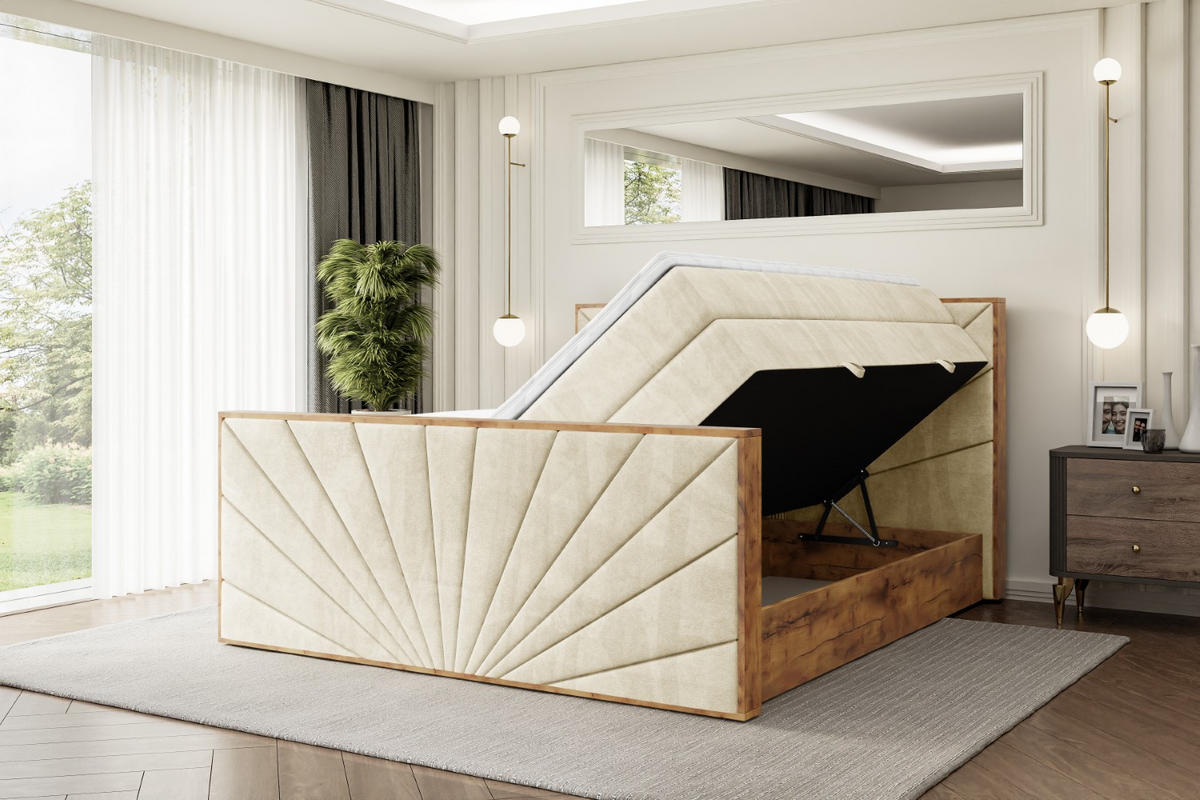 BOXSPRINGBETT mit Matratze H3|H4 und Lattenrost - LOLLI6-Z KING-120x200 - Beige Monolith - Beige, Holzwerkstoff (120/200cm) - ALTDECOR
