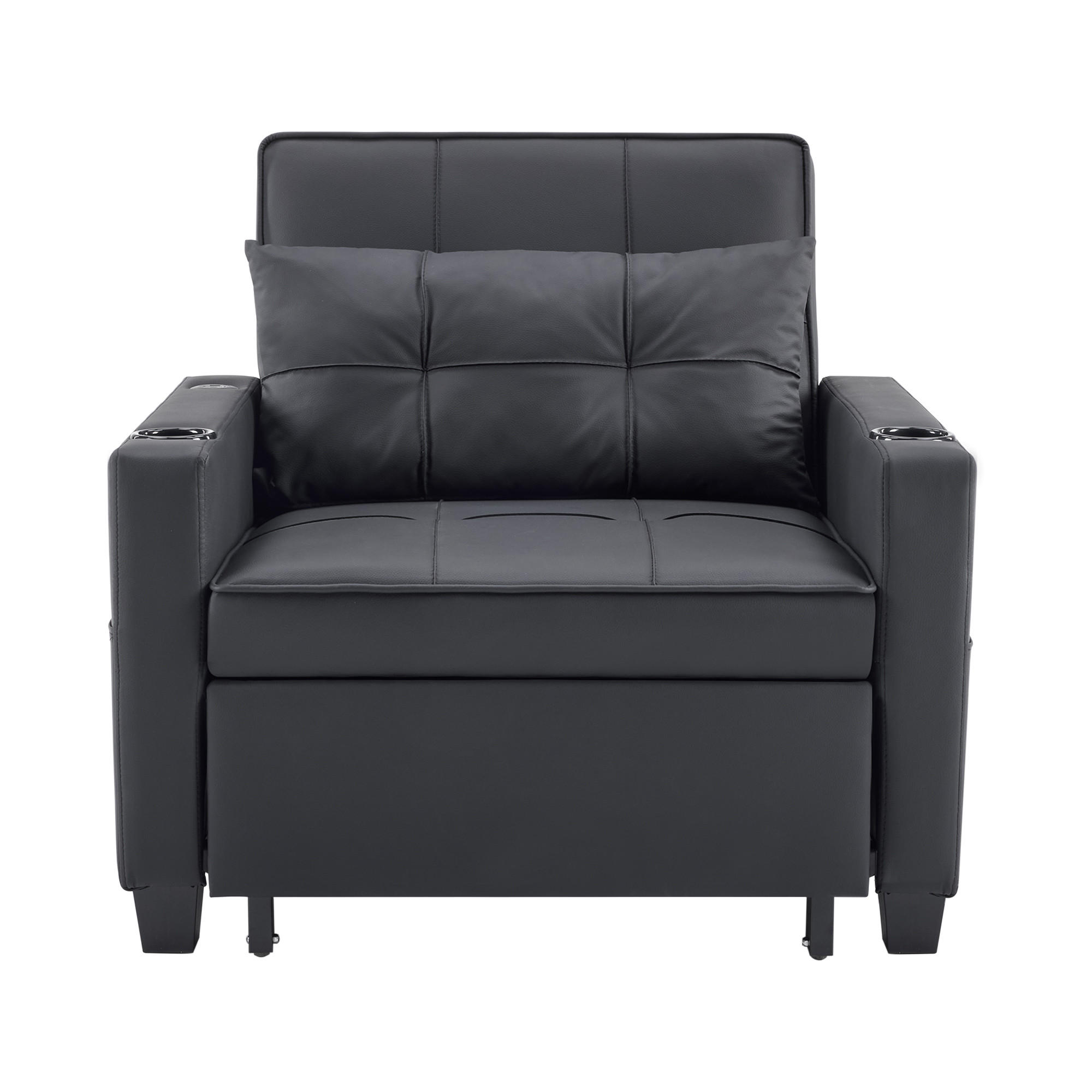 SOFABETT 74/87/84 cm Schwarz - Schwarz, Textil (87/84/74cm)
