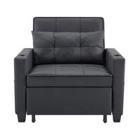 SOFABETT 74/87/84 cm Schwarz - Schwarz, Textil (87/84/74cm)