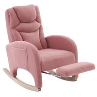 SCHAUKELSTUHL Rosa Teddy mit Klappbare Pedale - Rosa, Textil (125/101/66cm) - Oxeza