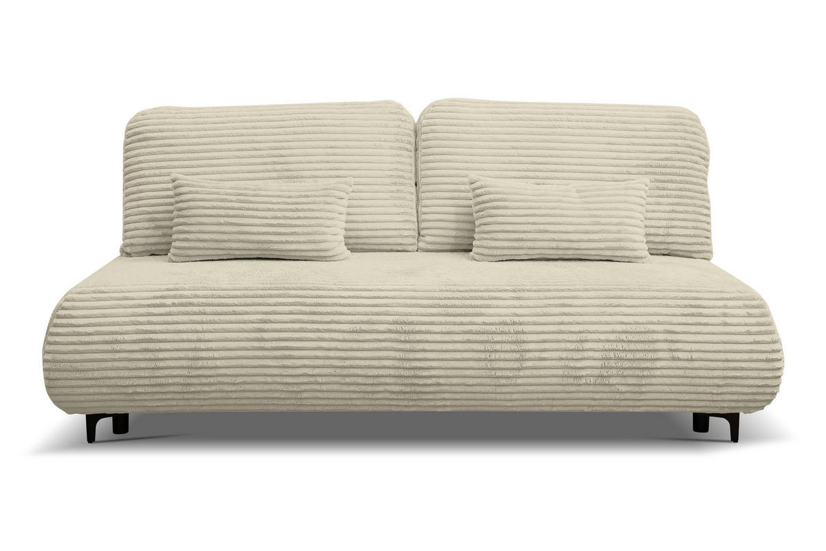 SCHLAFSOFA Etna, Sofa mit Schlaffunktion und Bettkasten, Farbe: Beige, Cordstoff, Ottomane Unsiversal - Beige, Textil (205/90cm) - VENASI MÖBEL
