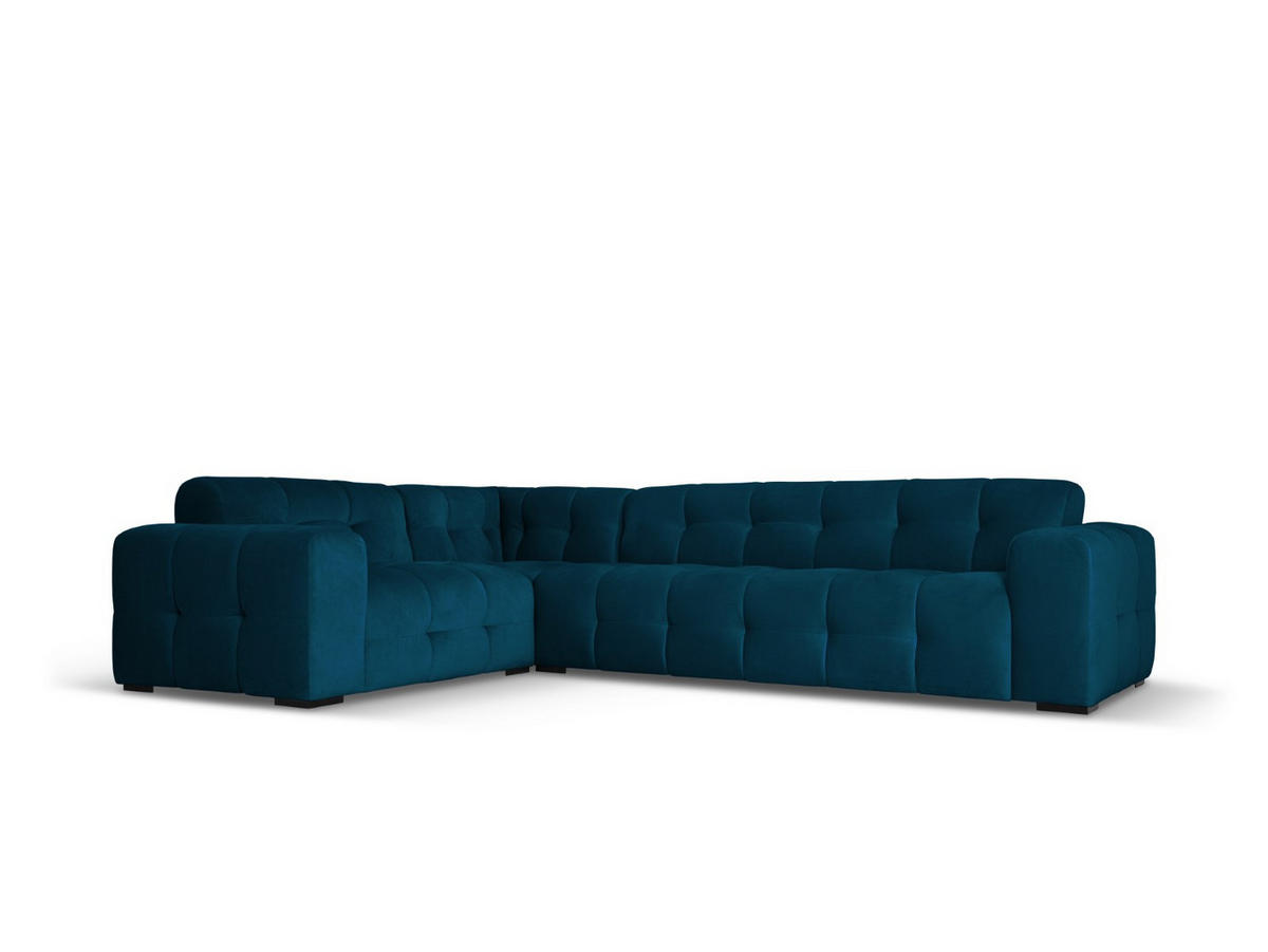 ECKSOFA links Kendal aus Samt marineblau 6 Sitzplätze - Blau, Textil (231/332cm) - Micadoni