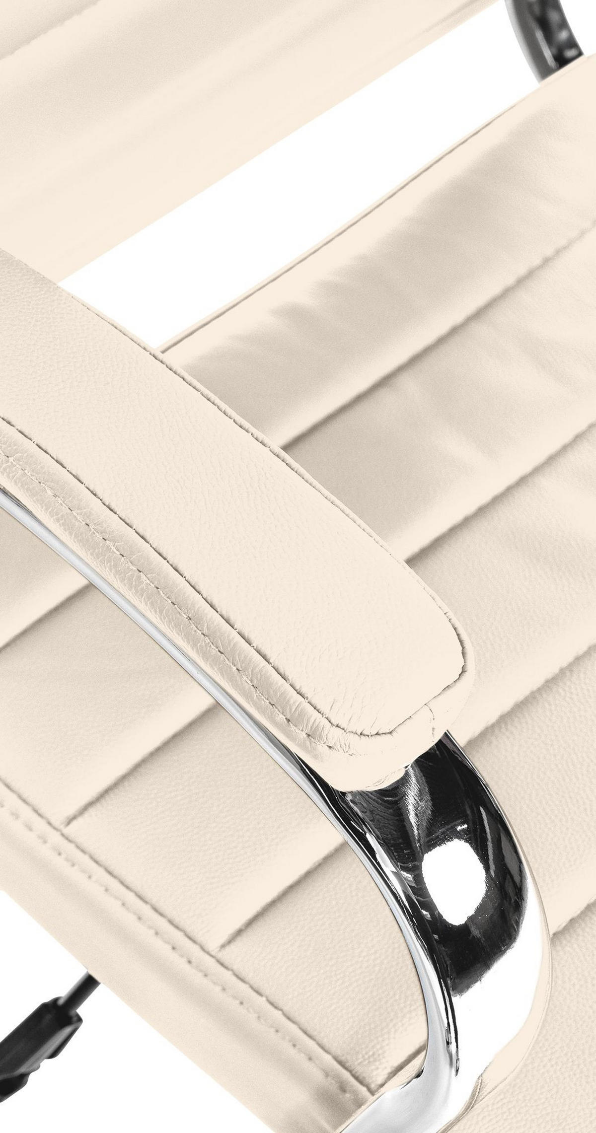 DREHSTUHL Echtleder creme - Chromfarben/Creme, Leder/Metall (56/102/61cm) - CLP