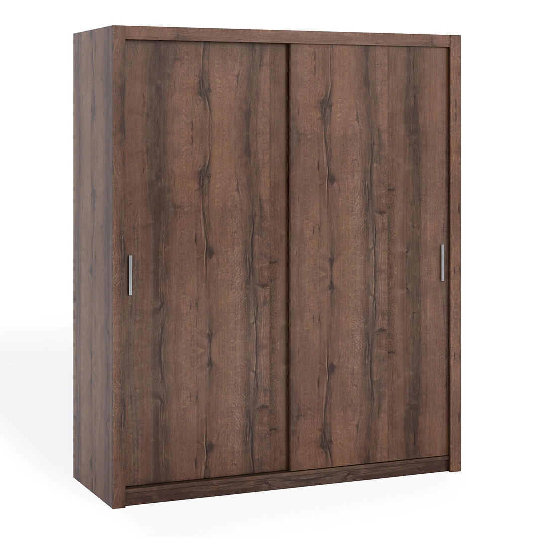 SCHIEBETÜRENSCHRANK Tamiza 180/215/62 2-türig - Silberfarben/Braun, Holzwerkstoff/Kunststoff (180/215/62cm) - Ravio
