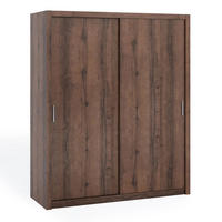 SCHIEBETÜRENSCHRANK Tamiza 180/215/62 2-türig - Silberfarben/Braun, Holzwerkstoff/Kunststoff (180/215/62cm) - Ravio