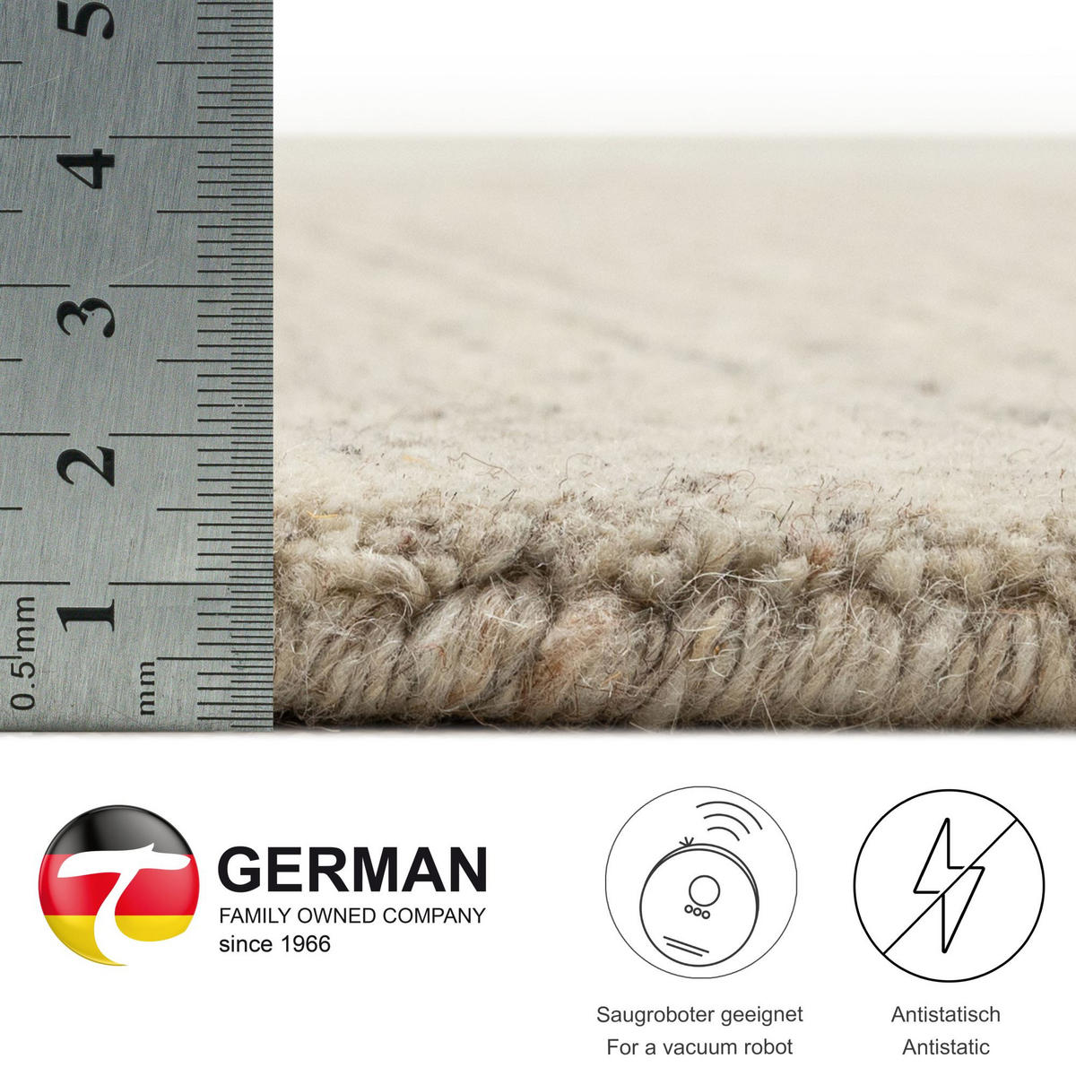 HANDWEBTEPPICH Pure 70x140 cm - Hellgrau, Textil (70/140cm) - THEKO