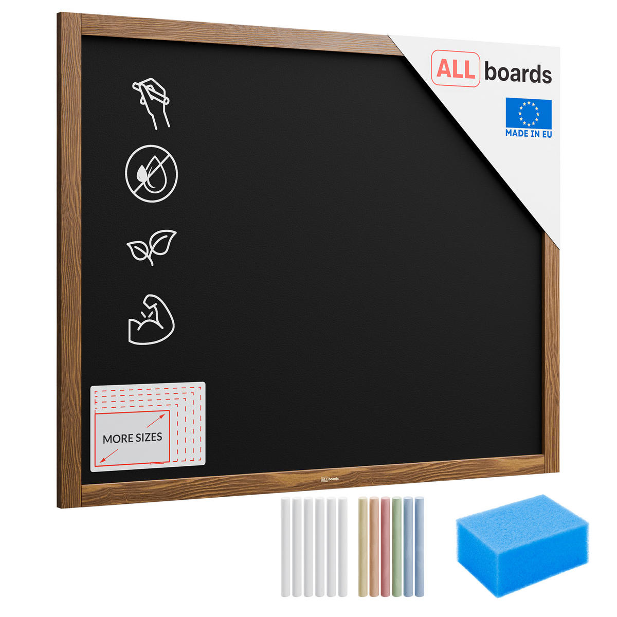 KREIDETAFEL mit Holzrahmen 100x80cm - Braun, Holz (100/80/2cm) - ALLboards