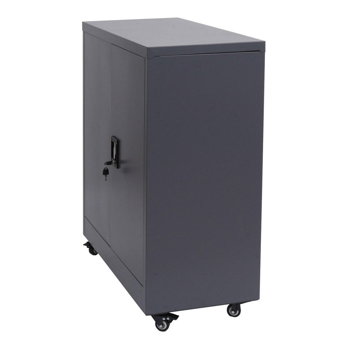 AKTENSCHRANK rollbar HxBxT 98x80x40cm 2 Türen abschließbar Stahl Dunkelgrau - Dunkelgrau, Metall (80/98/40cm) - PROREGAL