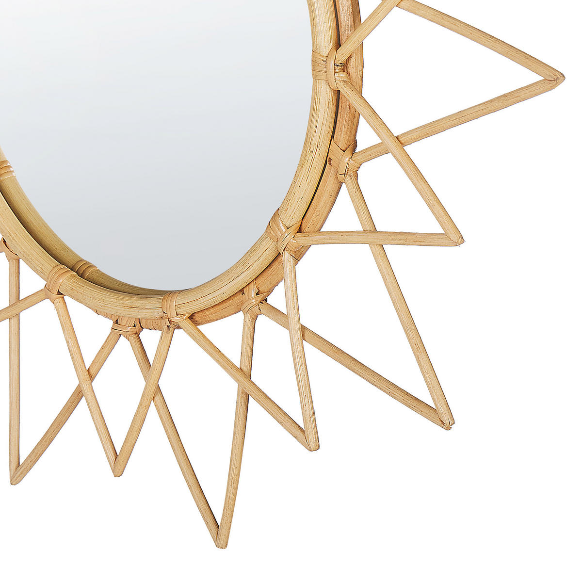 WANDSPIEGEL Rattan natürlich Sonnenform 61 cm Aroek - Beige/Naturfarben, Naturmaterialien (61/61/3cm) - Beliani
