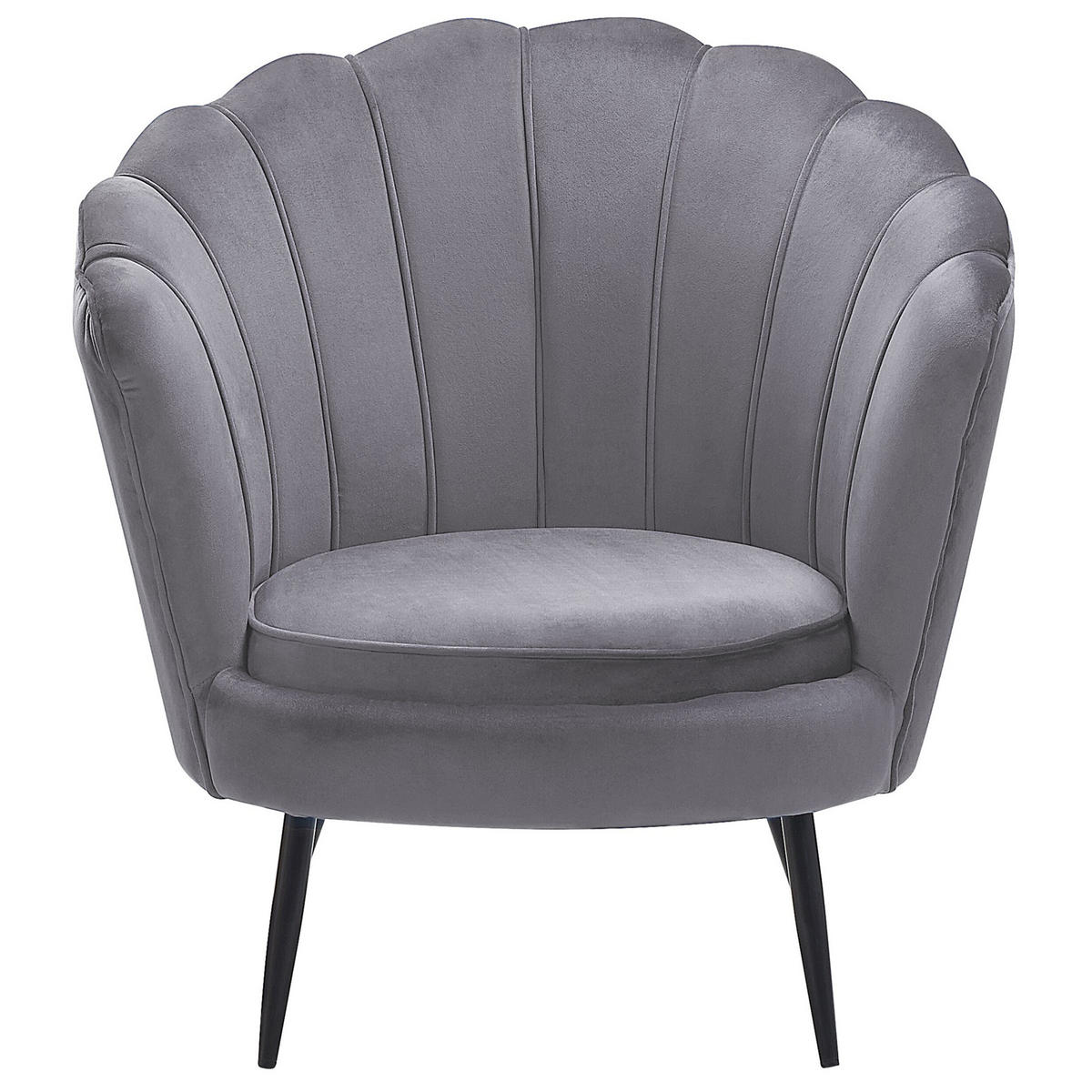SESSEL Samtstoff grau/schwarz Muscheldesign Lovikka - Schwarz/Grau, Textil (79/85/77cm) - Beliani