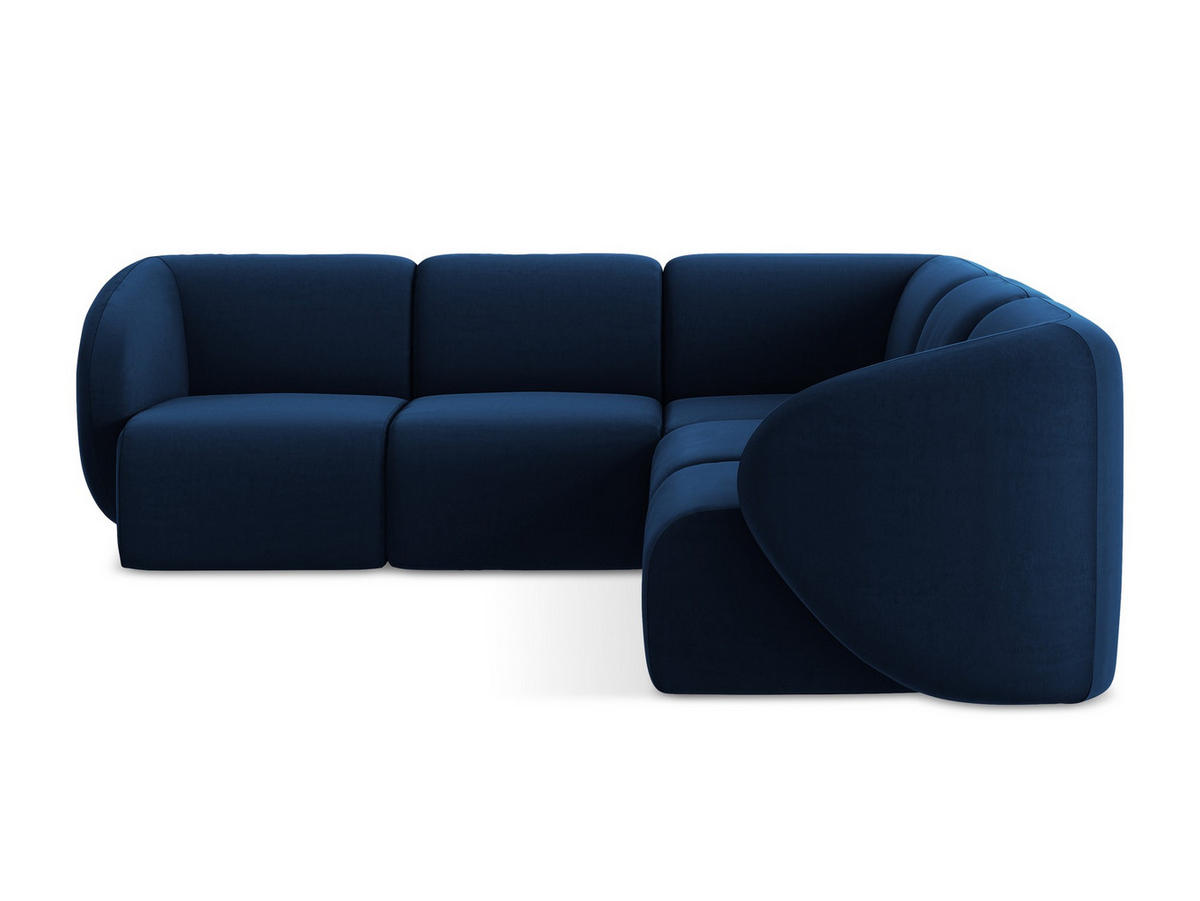 ECKSOFA Samt Stoff Blau - Türkis/Schwarz, Holzwerkstoff/Kunststoff (251/251cm) - Makamii