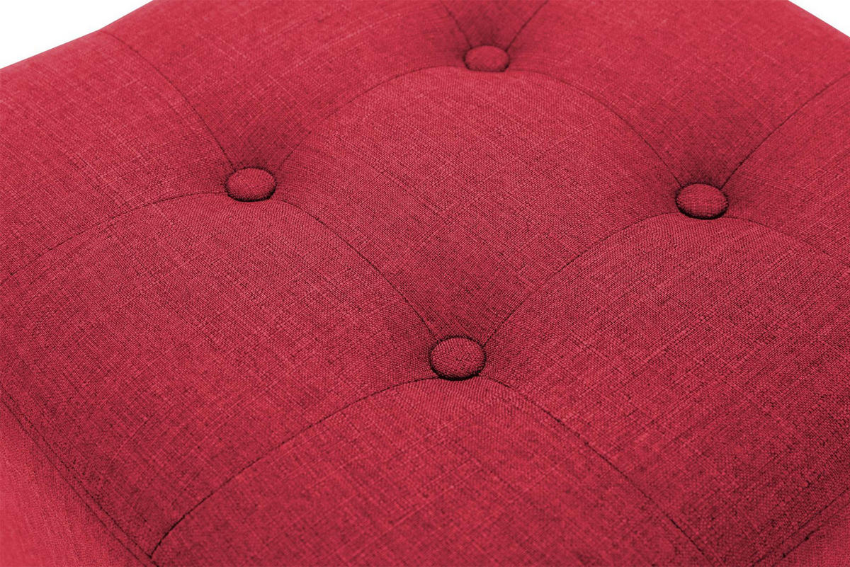 SITZWÜRFEL eckig 45/45/46 cm Stoff rot - Rot/Naturfarben, Holz/Textil (45/46/45cm) - CLP