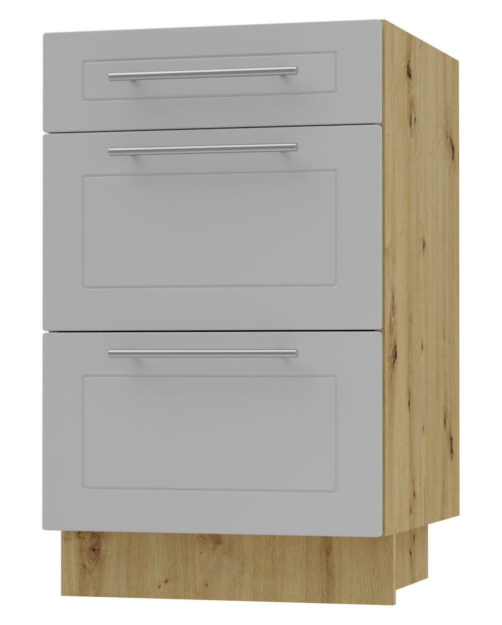 SCHUBLADENUNTERSCHRANK Bari D3/50 Eiche Artisan / RAL 7040 fenstergrau 50 / 50 / 82cm REJS Vollauszug - Eiche Artisan/Grau, Holz/Holzwerkstoff (50/82/50cm) - Feldmann-Wohnen