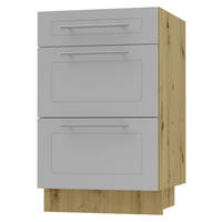 SCHUBLADENUNTERSCHRANK Bari D3/50 Eiche Artisan / RAL 7040 fenstergrau 50 / 50 / 82cm REJS Vollauszug - Eiche Artisan/Grau, Holz/Holzwerkstoff (50/82/50cm) - Feldmann-Wohnen