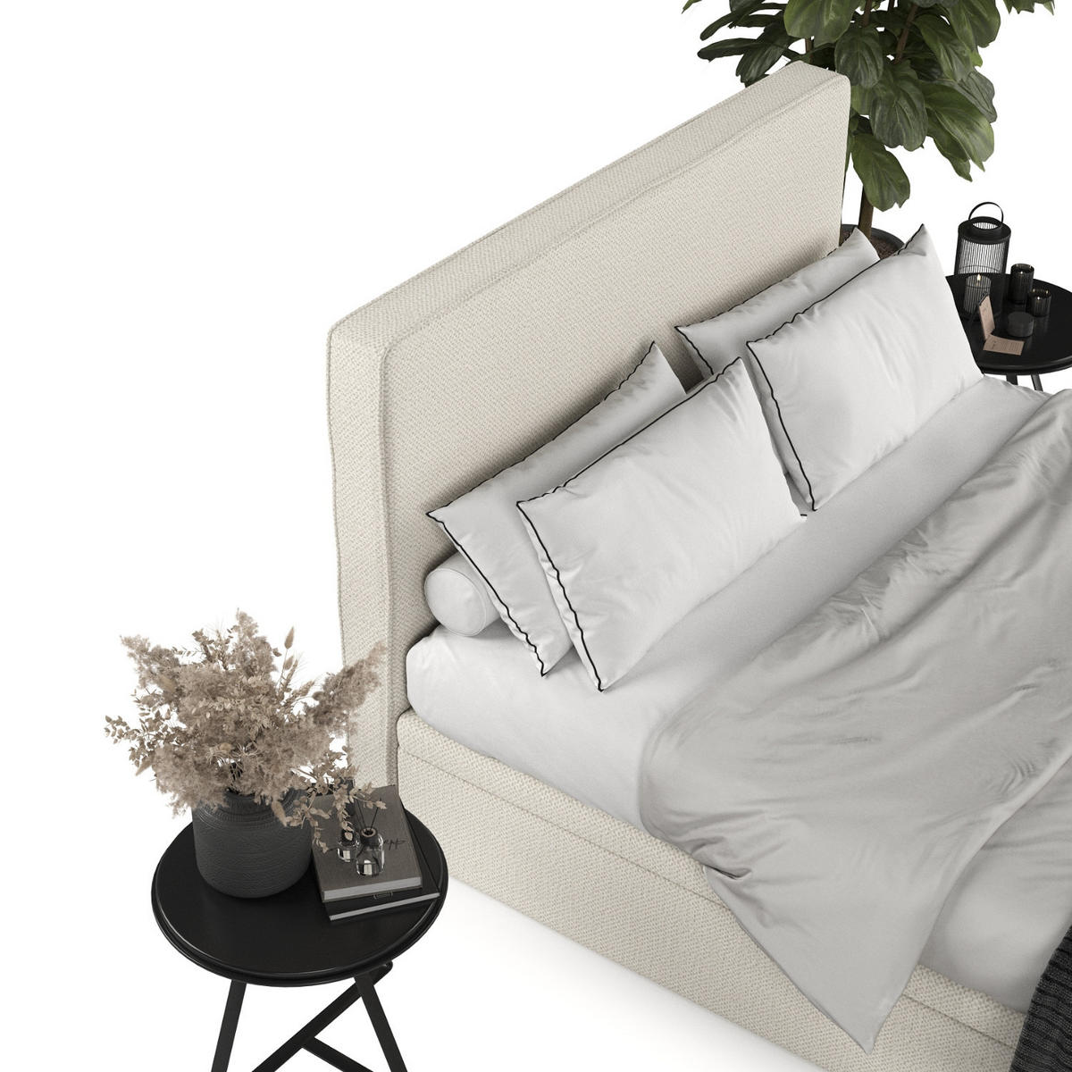 POLSTERBETT Hush mit Stauraum 180/200 cm Hellbeige im Alta Stoff - Sandfarben/Schwarz, Holz/Holzwerkstoff (180/200cm) - AltaBeds