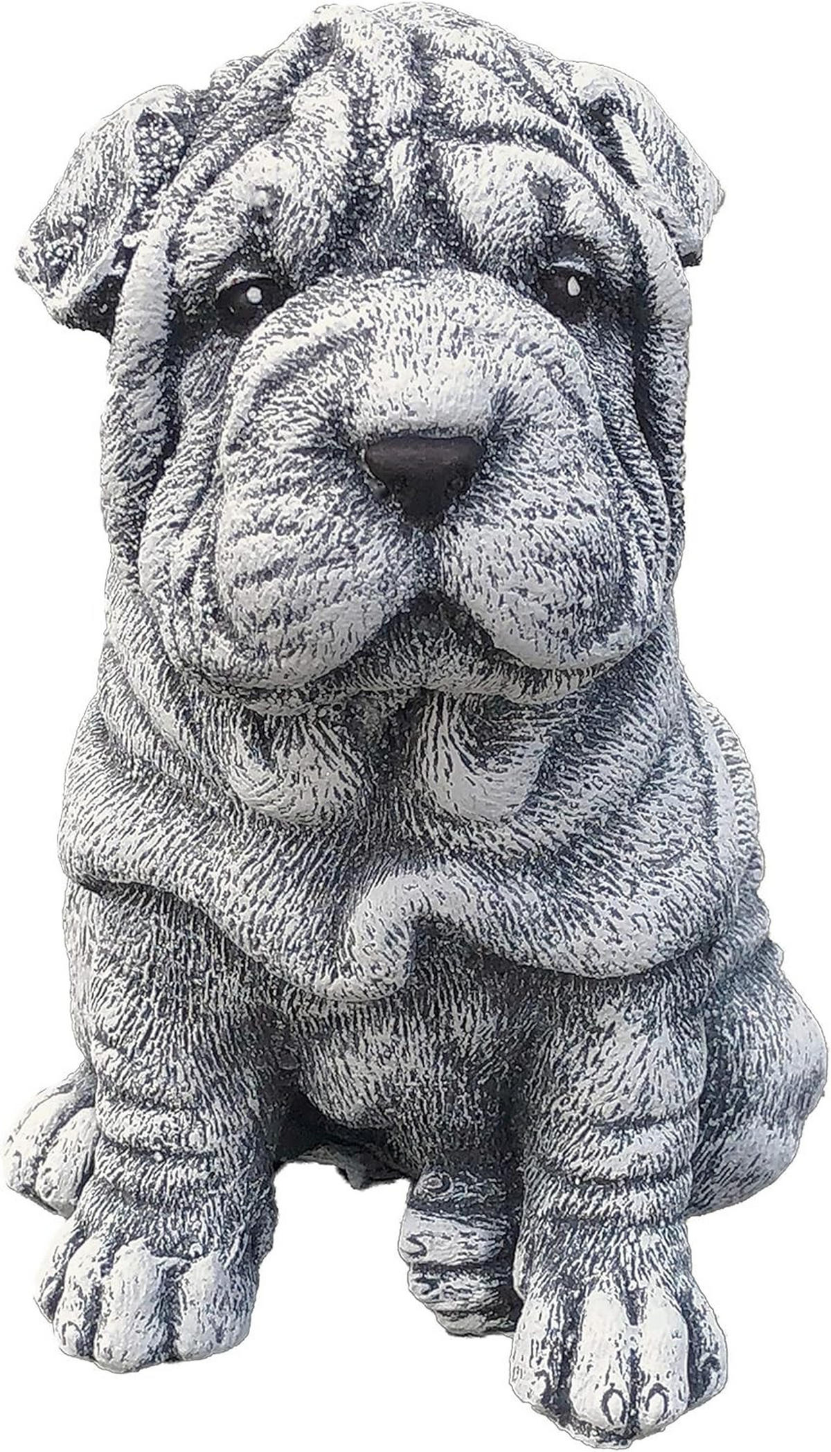 STEINFIGUR Shar-Pei frostfest Steinguss wetterfest - Grau, Stein (12/16/14cm) - stoneandstyle