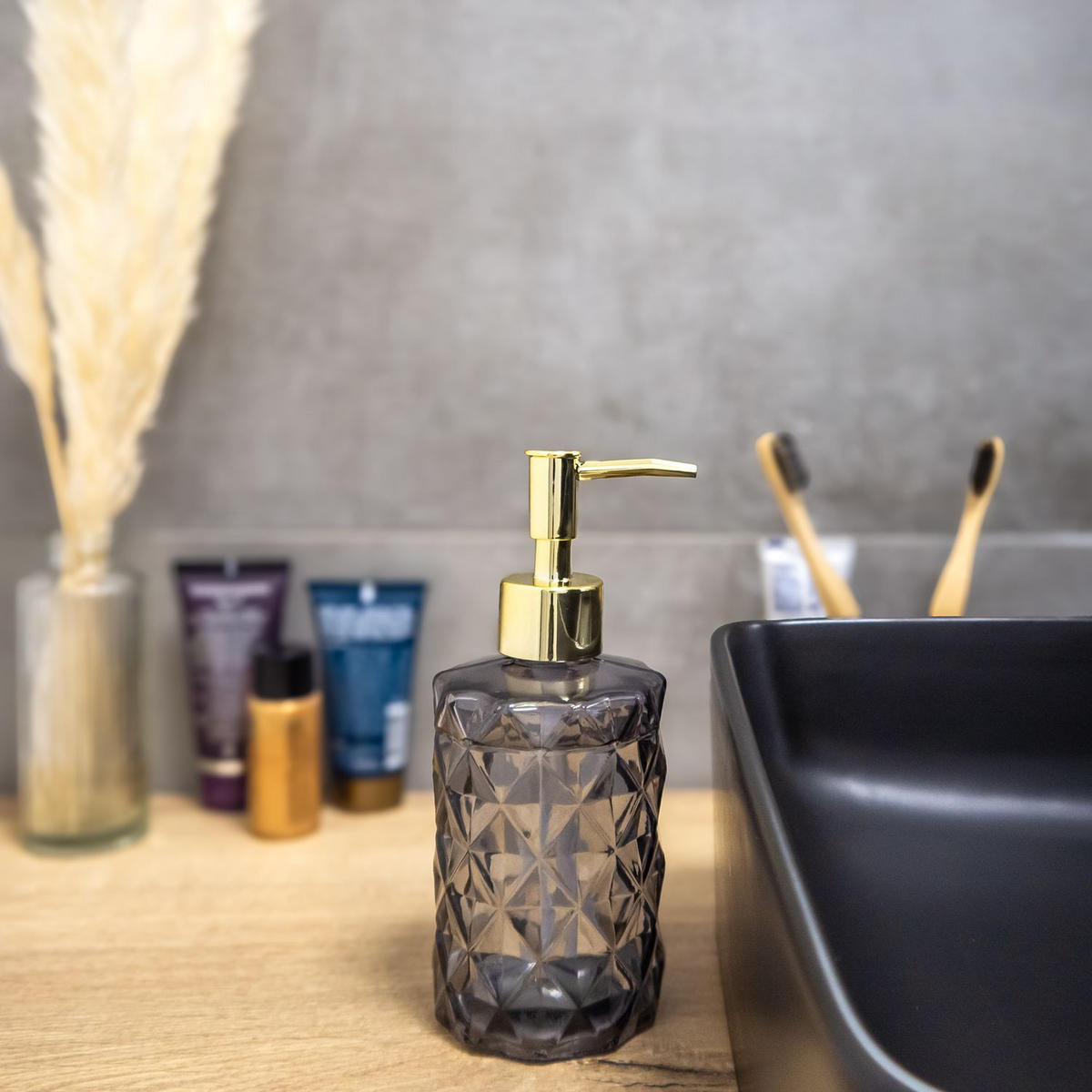 SEIFENSPENDER 310ml - Grau, Glas (7.2/18.2/8.2cm) - Intirilife