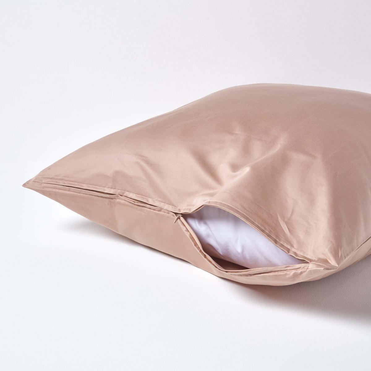 KISSENBEZUG Premium, Ägyptische Baumwolle, Fadendichte 1000 - Beige, Textil (80/80cm) - Homescapes
