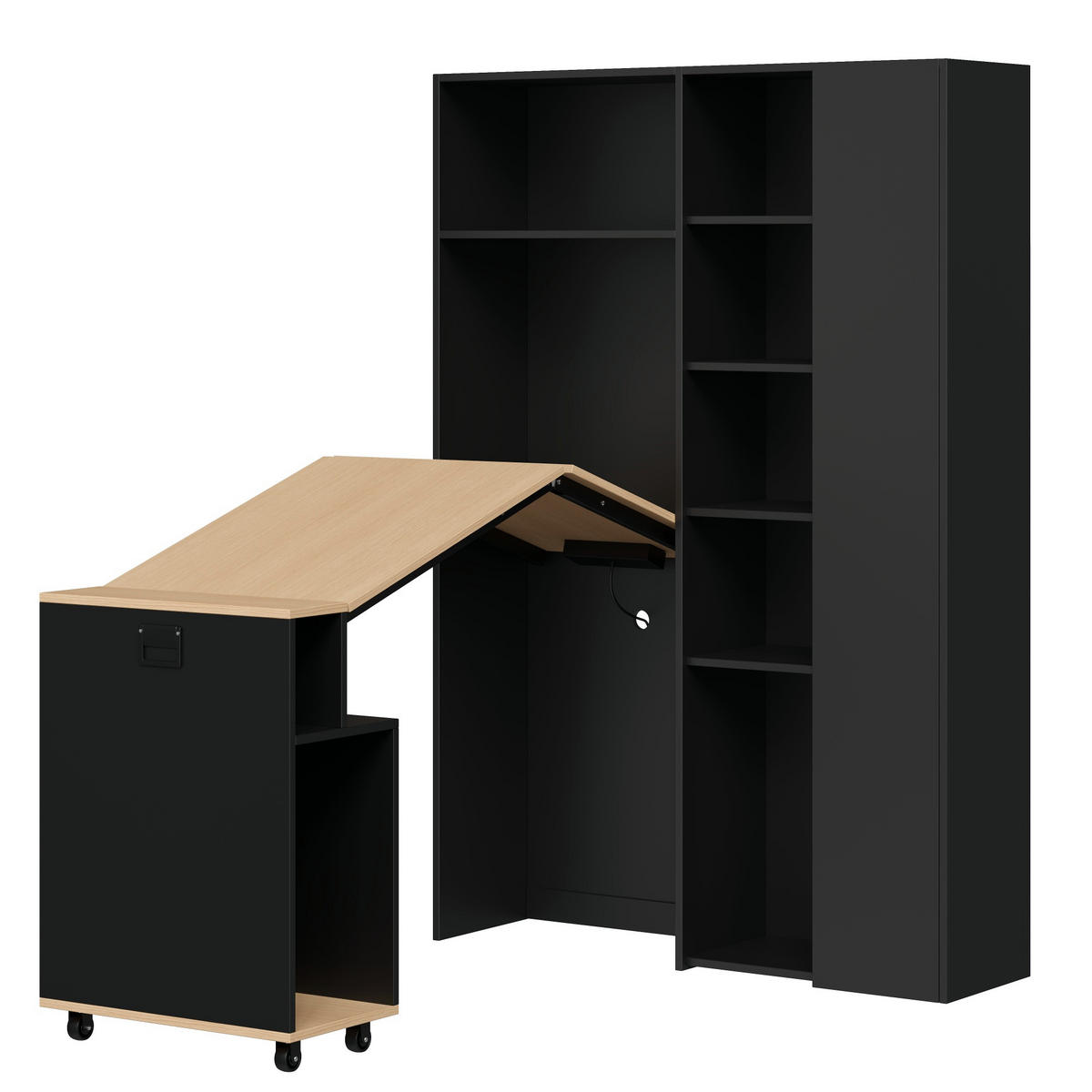 SCHREIBTISCH Klappbar mit Regal USB Steckdose Modern - Multicolor, Holzwerkstoff (30.5/104.5/160cm) - FLIEKS