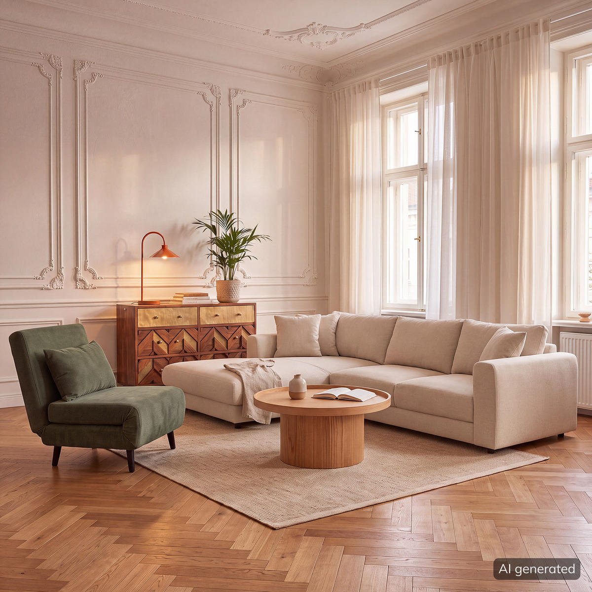 ECKSOFA mit Longchair - Beige/Schwarz, Holz/Kunststoff (286/183cm) - home24