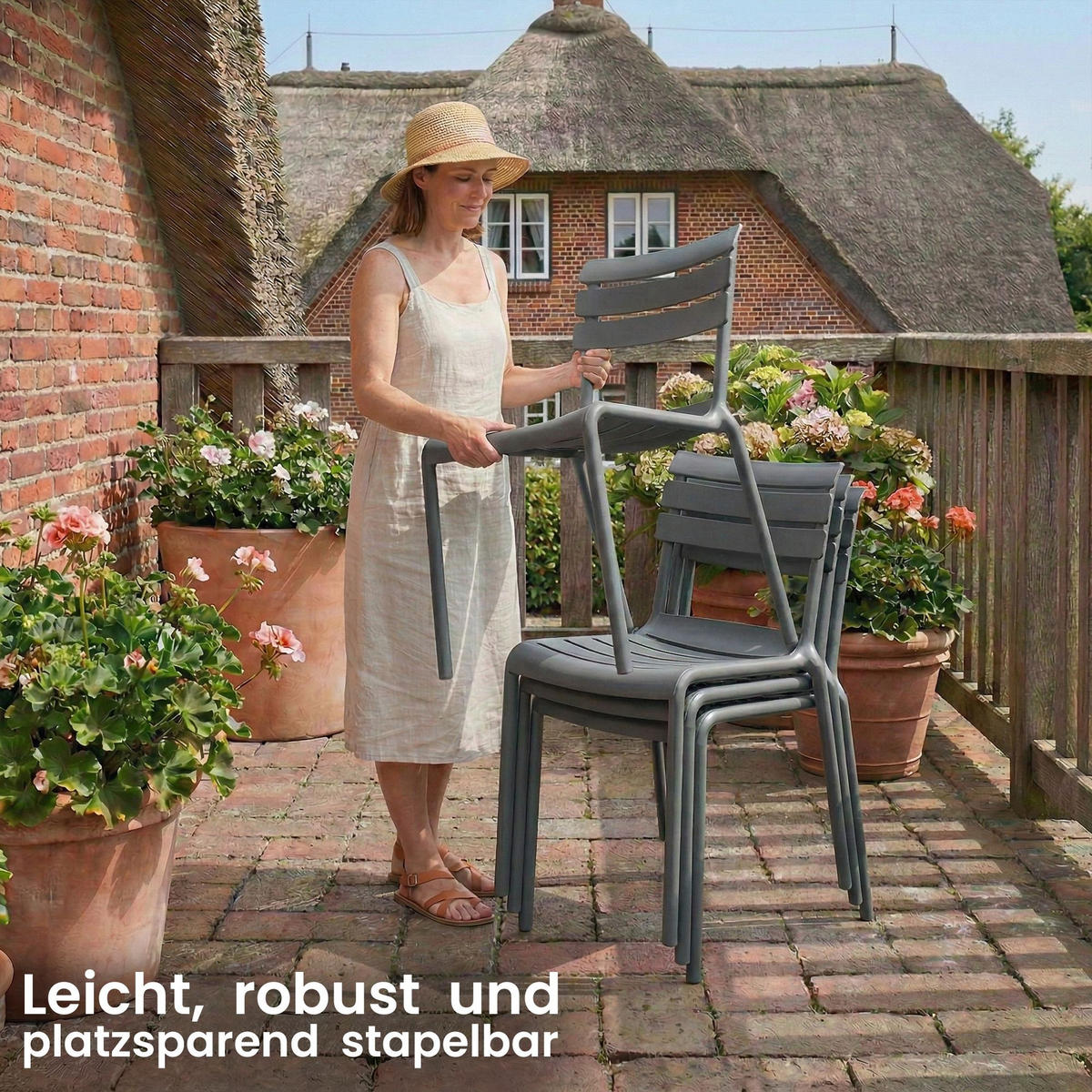 GARTENSTUHL Kunststoff Dunkelgrau - Dunkelgrau, Kunststoff (49/82/59cm) - CLP
