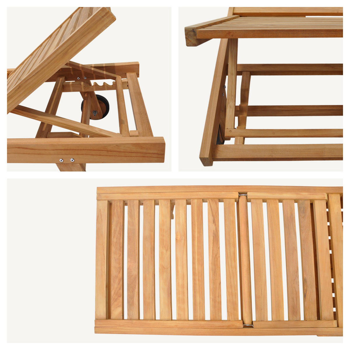 SONNENLIEGE Lombok - Braun, Holz (65/36/200cm) - Happy Garden