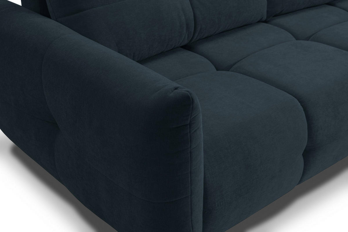 BETTSOFA MODA Blau Chenille-Stoff mit Schlaffunktion - Dunkelblau, Holz (245/86/110cm) - MASSENO