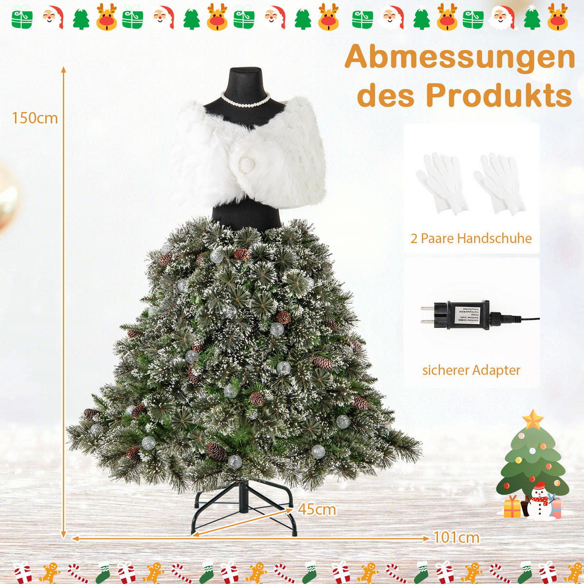 WEIHNACHTSBAUM Grün - Grün, Kunststoff (150cm) - COSTWAY