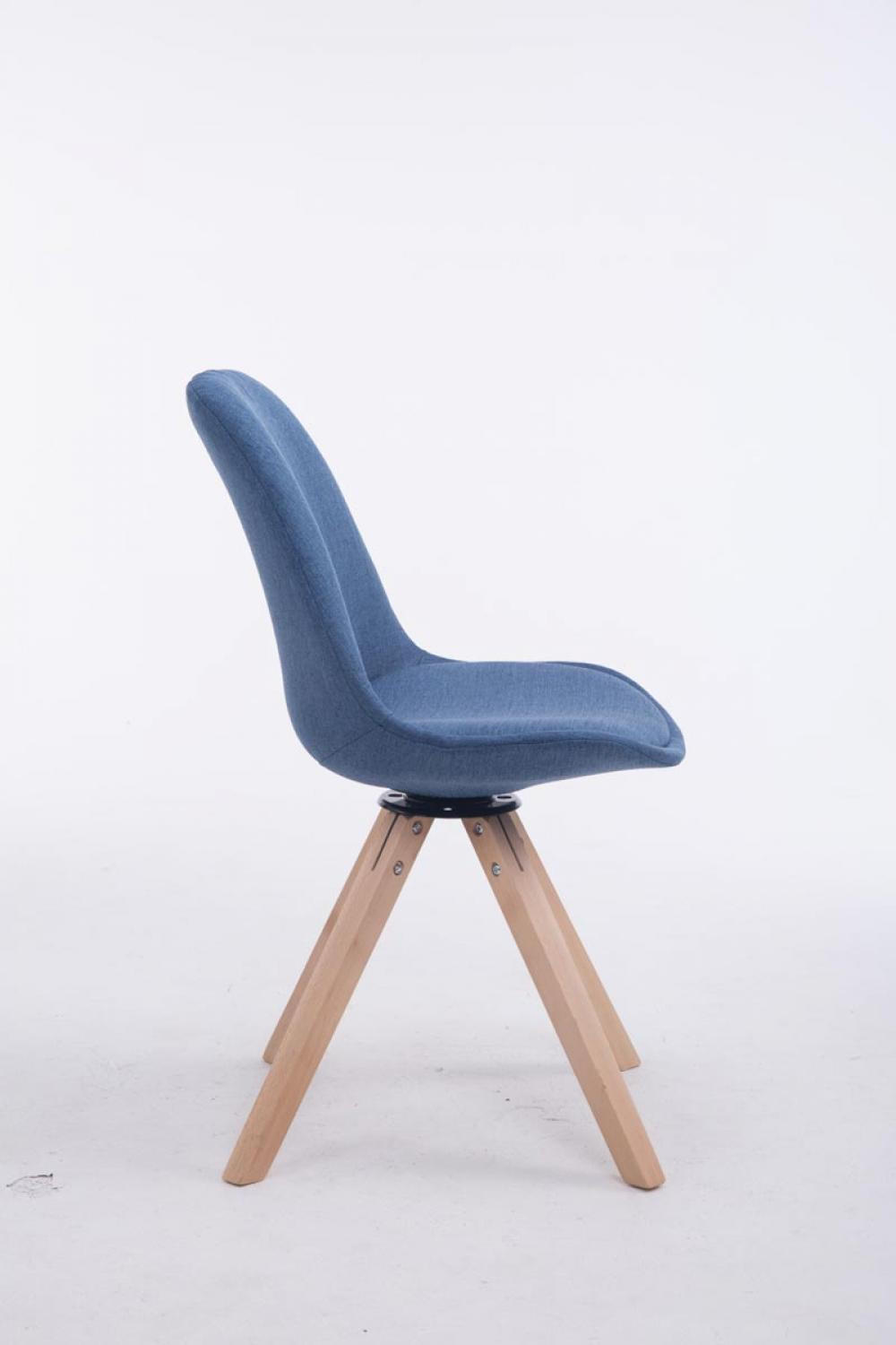 DREHSTUHL Stoff blau - Blau/Eukalyptusholzfarben, Holz/Textil (48/84/56cm) - CLP