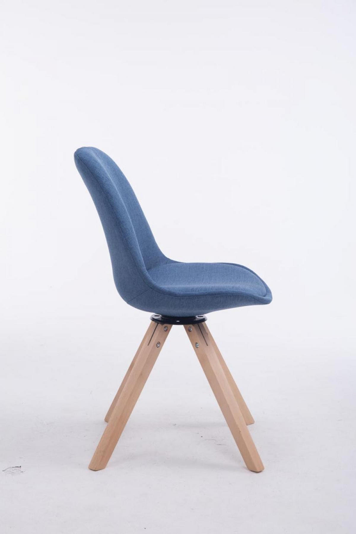 DREHSTUHL Stoff blau - Blau/Eukalyptusholzfarben, Holz/Textil (48/84/56cm) - CLP