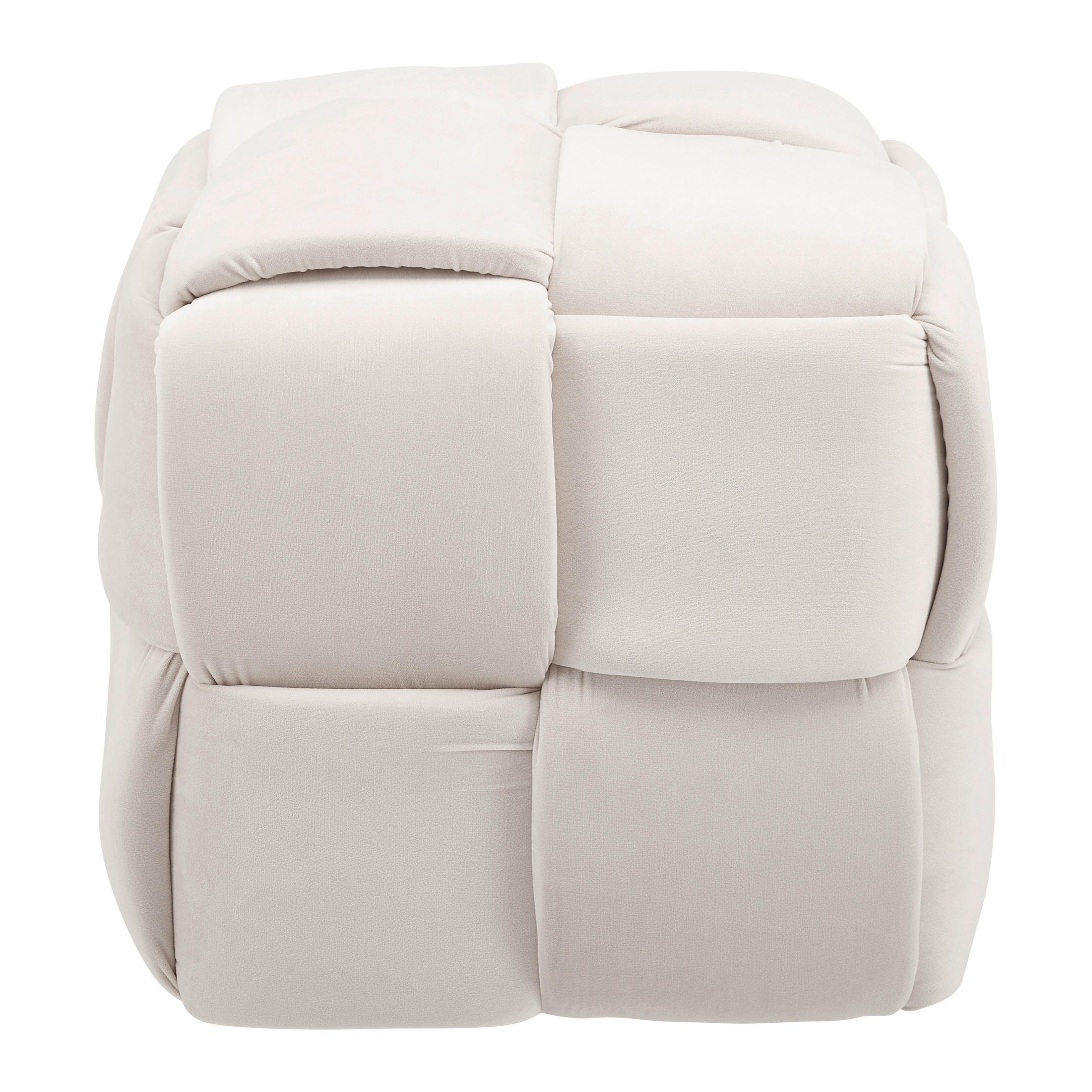 HOCKER Ella Beige Samt - Beige, Holz (47/47/47cm) - Bessagi Home