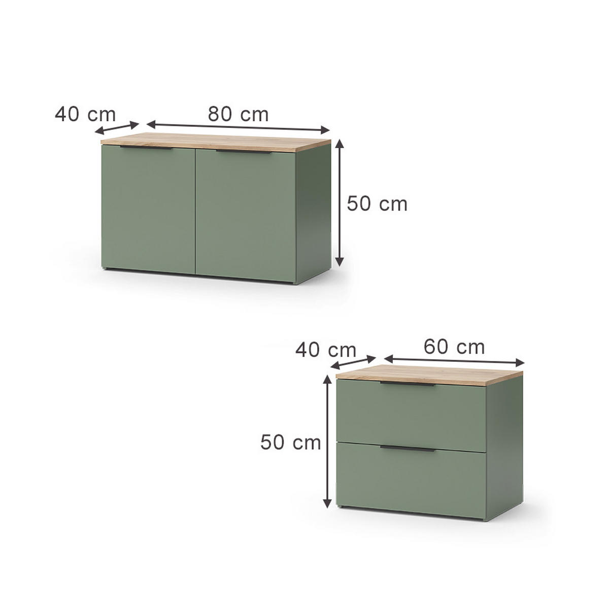 ŽIVÁ STĚNA Wido Zelená - Sonoma dub/zelená barva, kompozitní dřevo (80/50/40cm) - Vicco